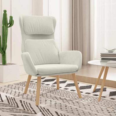 Vidaxl Armchair, Cream, Upholstered In Velvet