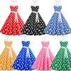Retro Polkadot Halter Wijde Jurk - Europese & Amerikaanse Hepburn Stijl met Vetersluiting Rugloos Ontwerp voor Bruidsmeisje of Optreden