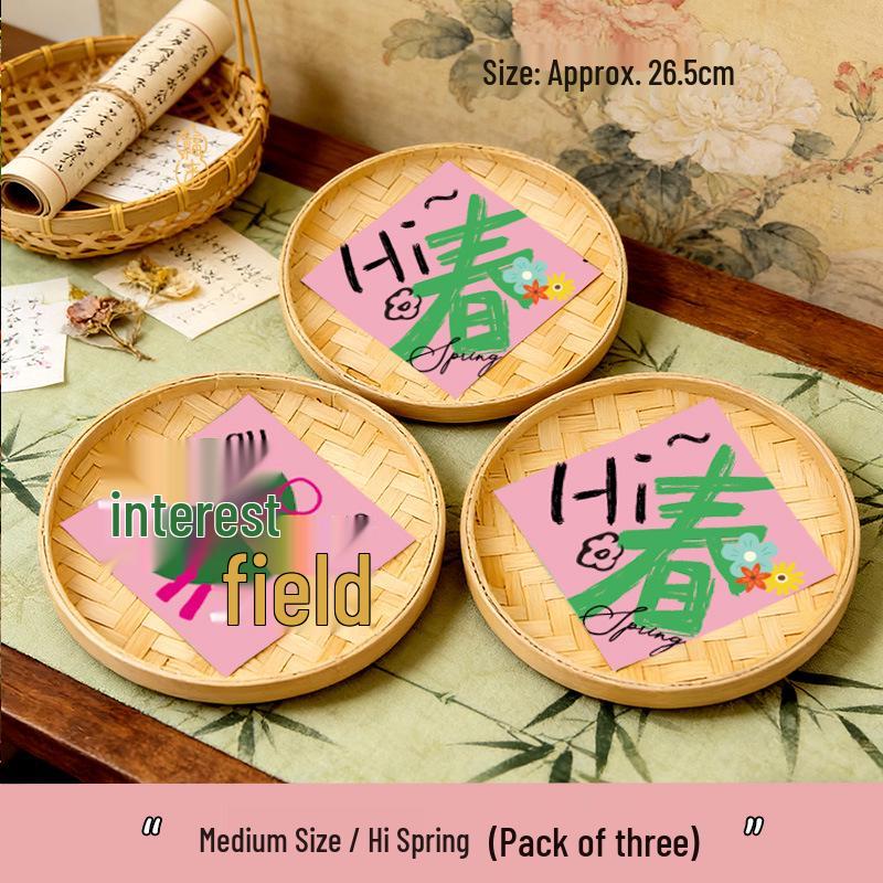 Spring Bamboo Plate Hanging Ornament Set for Teahouse and Homestay Decor & Photography Backgrounds
