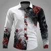 Camicia Hawaiana Camicia Stampata Rosso Rosa Moda Uomo Camicia a Manica Lunga Camicia Bianca Abbigliamento Uomo