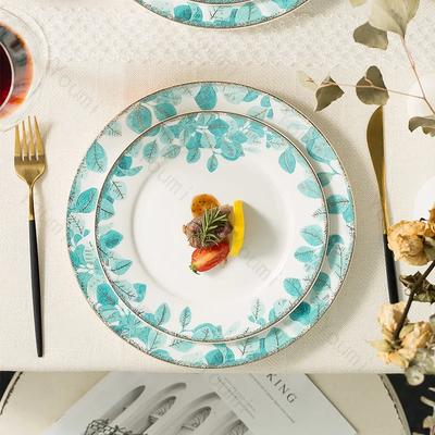 Creative Golden Edge Ceramic Plate Light Luxury Restaurant Beef Plate Home Breakfast Sandwich Dining Plates Exquisite Tableware