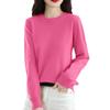 Women's Casual Lace Round Neck Base Layer Knitted Long Sleeve Solid Color Sweater