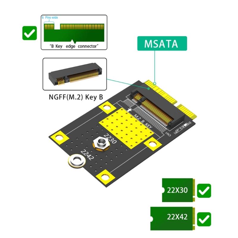 M.2 B Key To mSATA Adapter Card Risers M.2 mSATA SSDs To mSATA Male Converters Support 2230 2242 M.2 SSDs Adapter