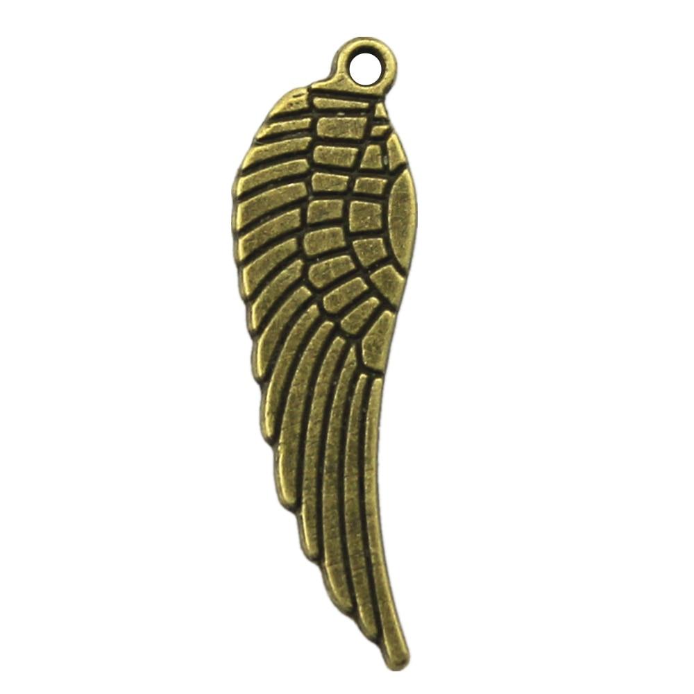 

10шт двусторонний ангел крыло чары амулеты античная бронза цвет цинковый сплав 31X9mm
