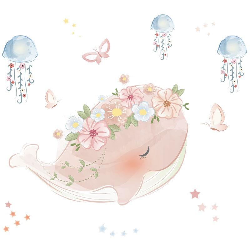 Tapeta na tapetu Nový roztomilý růžový věnec Medúza Nálepka na stěnu Dětské pokoje Ložnice Dekorace do obývacího pokoje