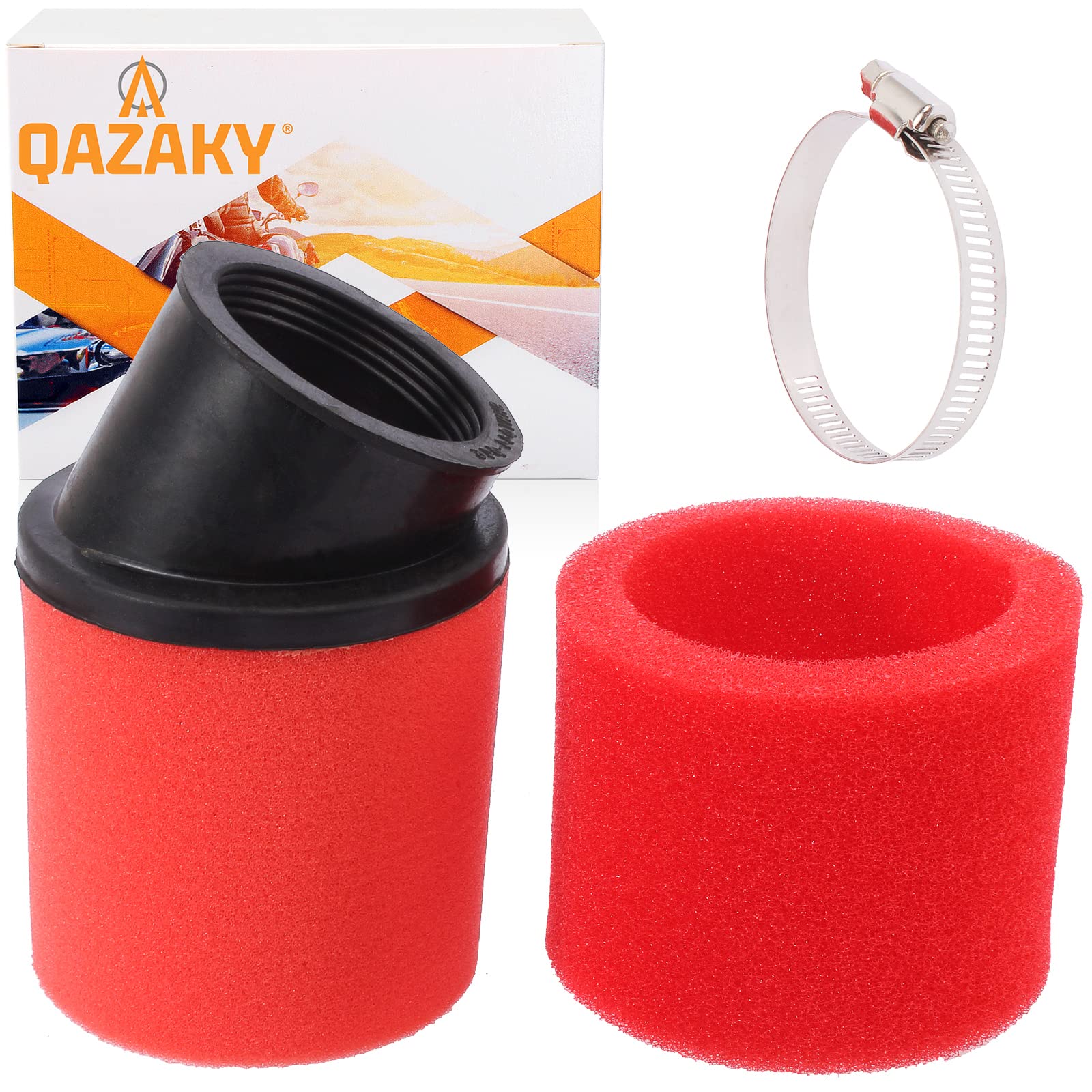 

QAZAKY 50mm 1.97 Red Angle Double Foam Pod Performance Air Filter for 50cc-90cc 48mm-50mm