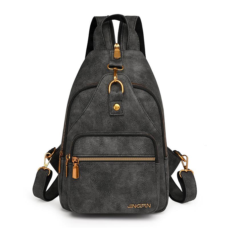 

Женская нагрудная сумка, винтажная сумка через плечо, спортивная нагрудная сумка, многофункциональный рюкзак чёрный