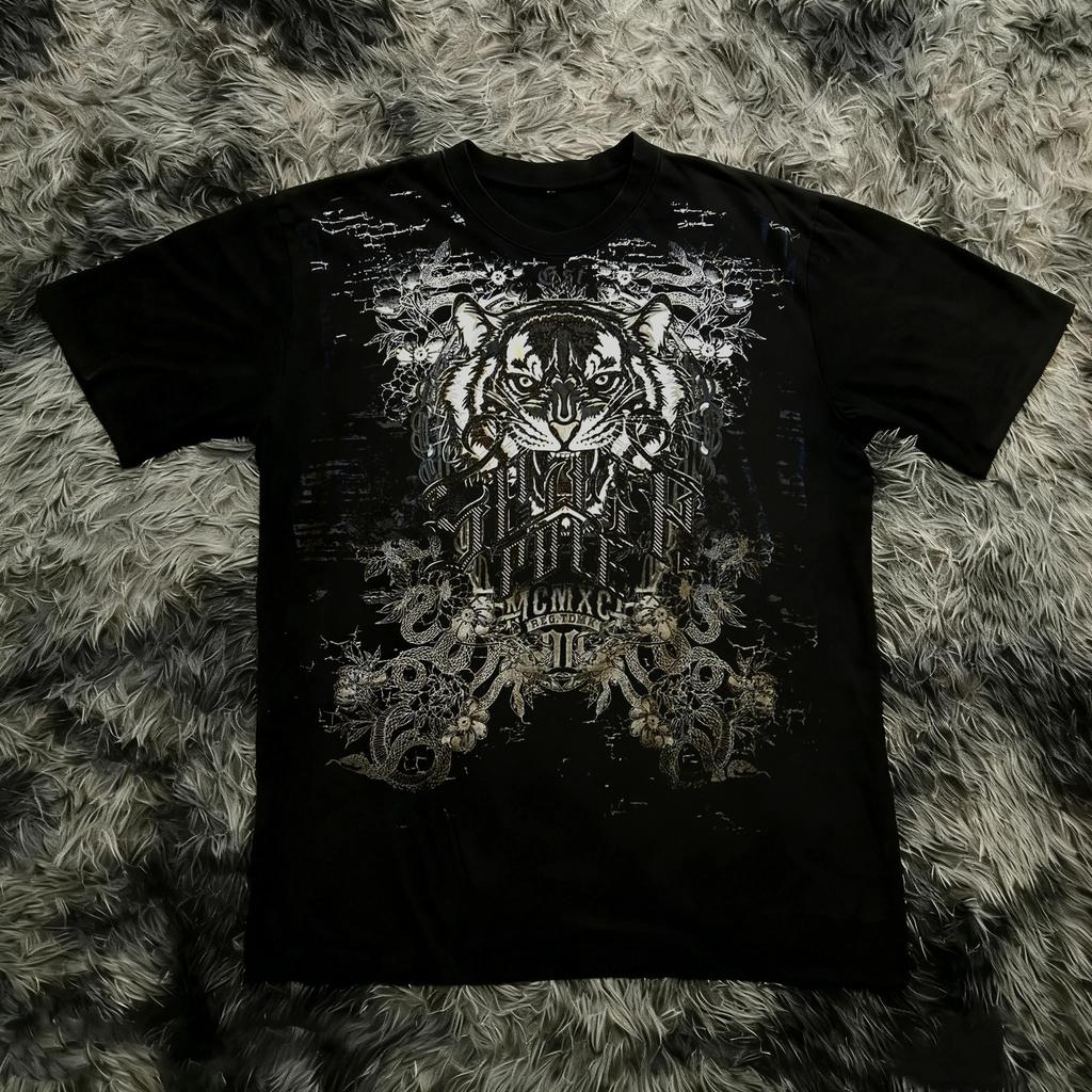 Klassisches Y2K Gothic Stil T-Shirt Druck Oversize T-Shirt High Street Shirts Gothic Rundhals Baumwoll Tops Neues Herren Damen T-Shirt