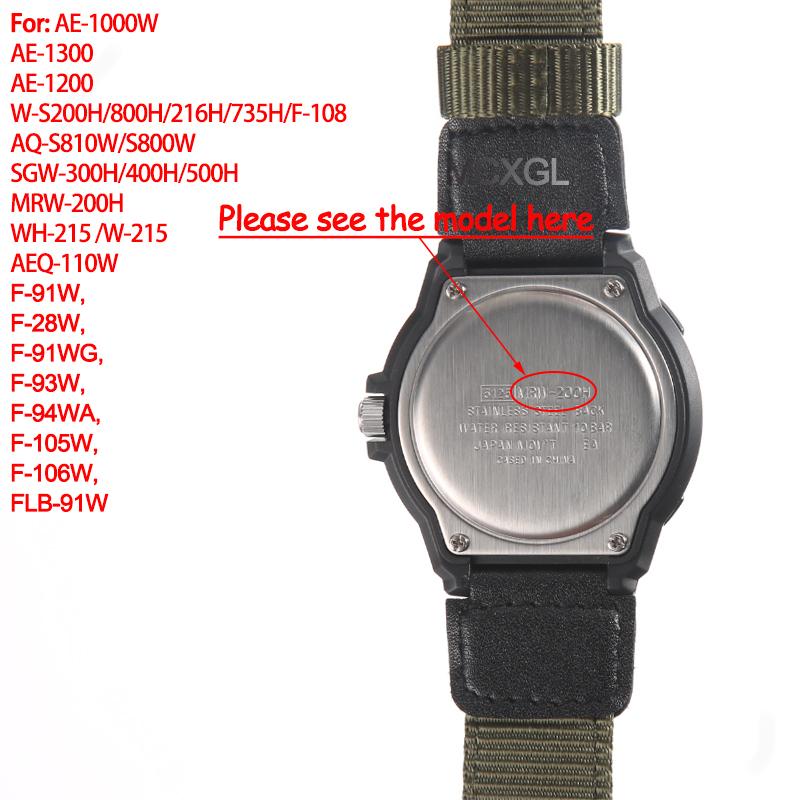 18mm Nylon-Uhrenarmband für Casio W800H Herren Canvas Sport Schwarz Grün Armband SGW300 F91W F105/108/A158/168 AE1200WH AE1300 Gürtel