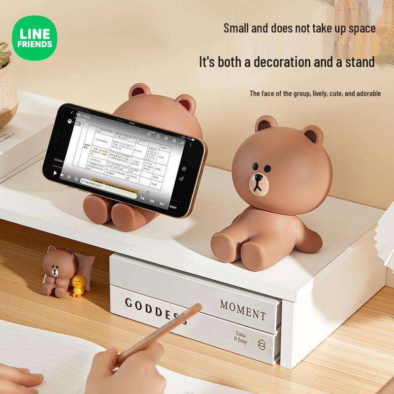Brown Bear Cartoon Phone Holder & Desktop Ornament for Home and Office Decoration