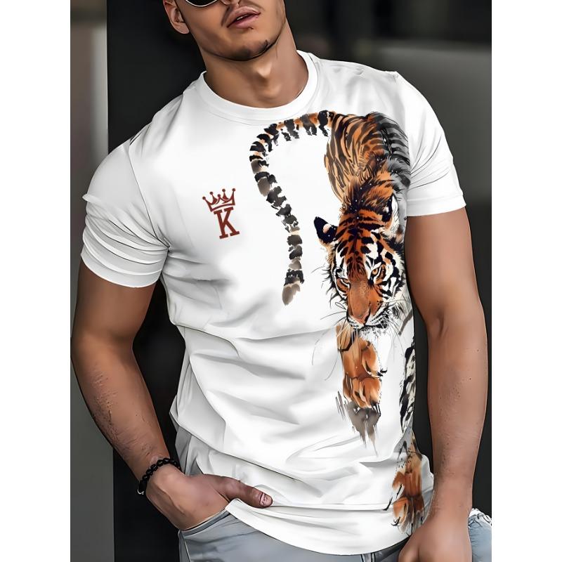 Herren 3D-Druck T-Shirt Bequem Kurzarm Rundhalsausschnitt