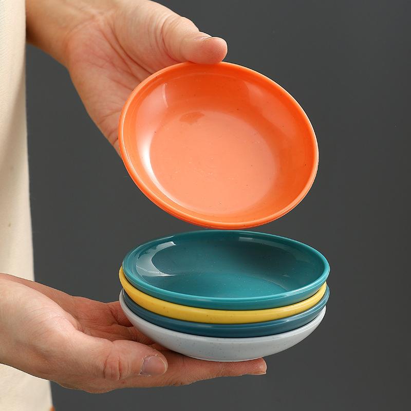 5 szt. Okrągłe słomiane małe naczynie do przypraw sos sojowy talerze gorący garnek BBQ dip spodek naczynia kuchenne pojemnik na przekąski