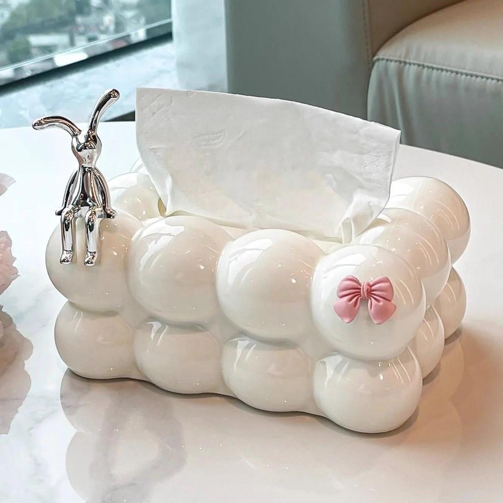 INS-Style Cream Aesthetic Tissue Box – Cute Minimalist Napkin Holder for Living Room or Bedroom