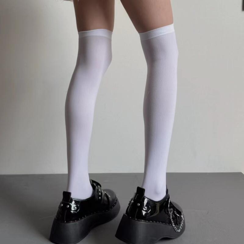 Gray JK Calf Socks Japanese Velvet Long Tube Stockings Thin Section Soft Breathable Versatile Knee Length Extended Student Socks