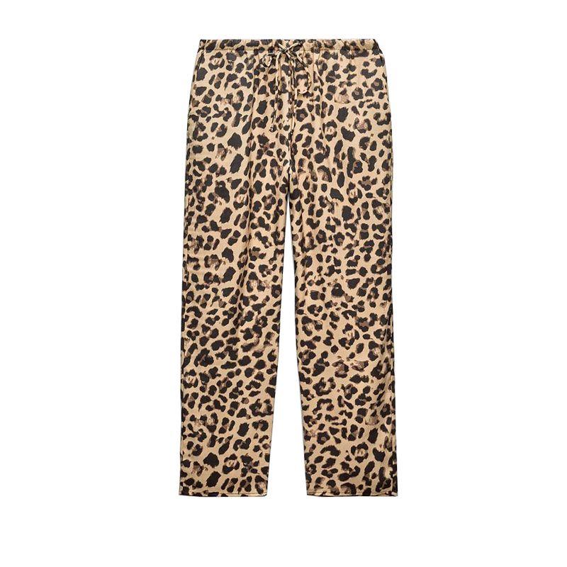 

Spring New Trend Easiest for Match Mid-Waist Elastic Waist Bows Shoelace Animal Pattern Printed Pants 3067425 Leopard print S