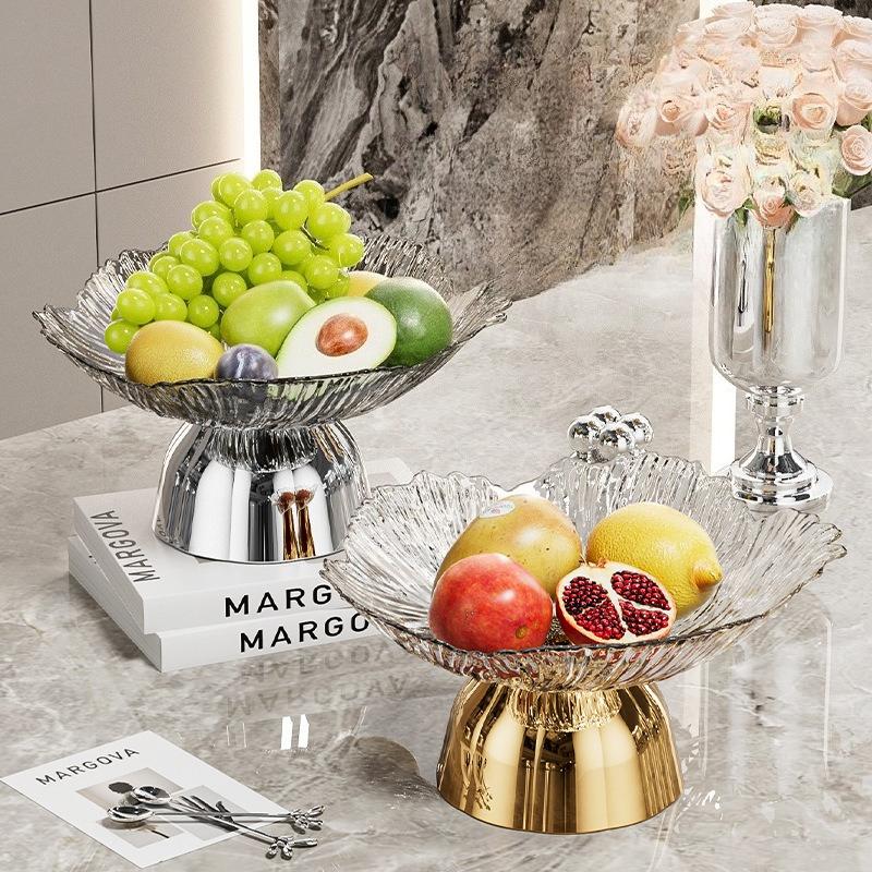 Acrylic Fruit Plate Wedding Party Nut Snacks Fruit Plate High Foot Tray Living Room Storage Decoration Home Tableware Decoration