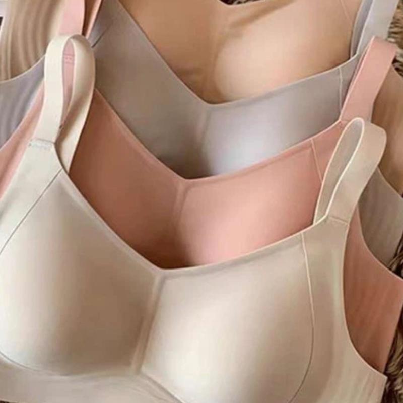 Nude Seamless Wireless Bra with Supportive Wide Straps
