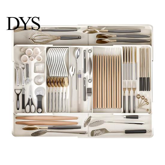 Kitchen Drawer Divider Telescopic Tableware Storage Box Classification Organization Expandable Large Capacity Multi Space-saving Utensil Holder