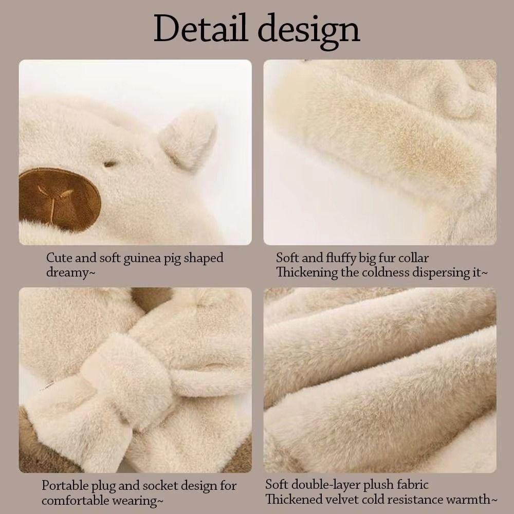 Thickened Capybara Hooded Scarf Set Soft Plush Plush Hat Scarf Set  Cycling Protection