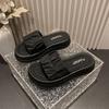Slippers women's summer wear 2025 new fashion thick-bottomed muffin sandals Internet celebrity non-slip beach folds one-word drag