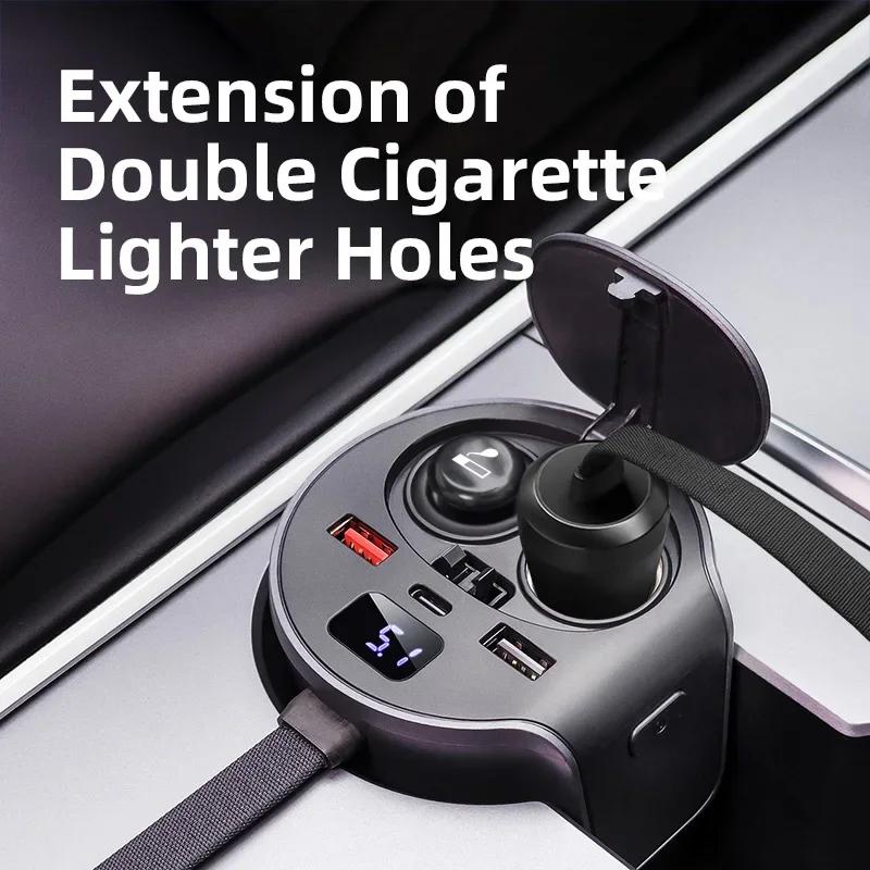 For Tesla Model 3 Model Y 65W Quick Charger USB Shunt Hub Intelligent Docking Station Car Adapter Powered Splitter Extension