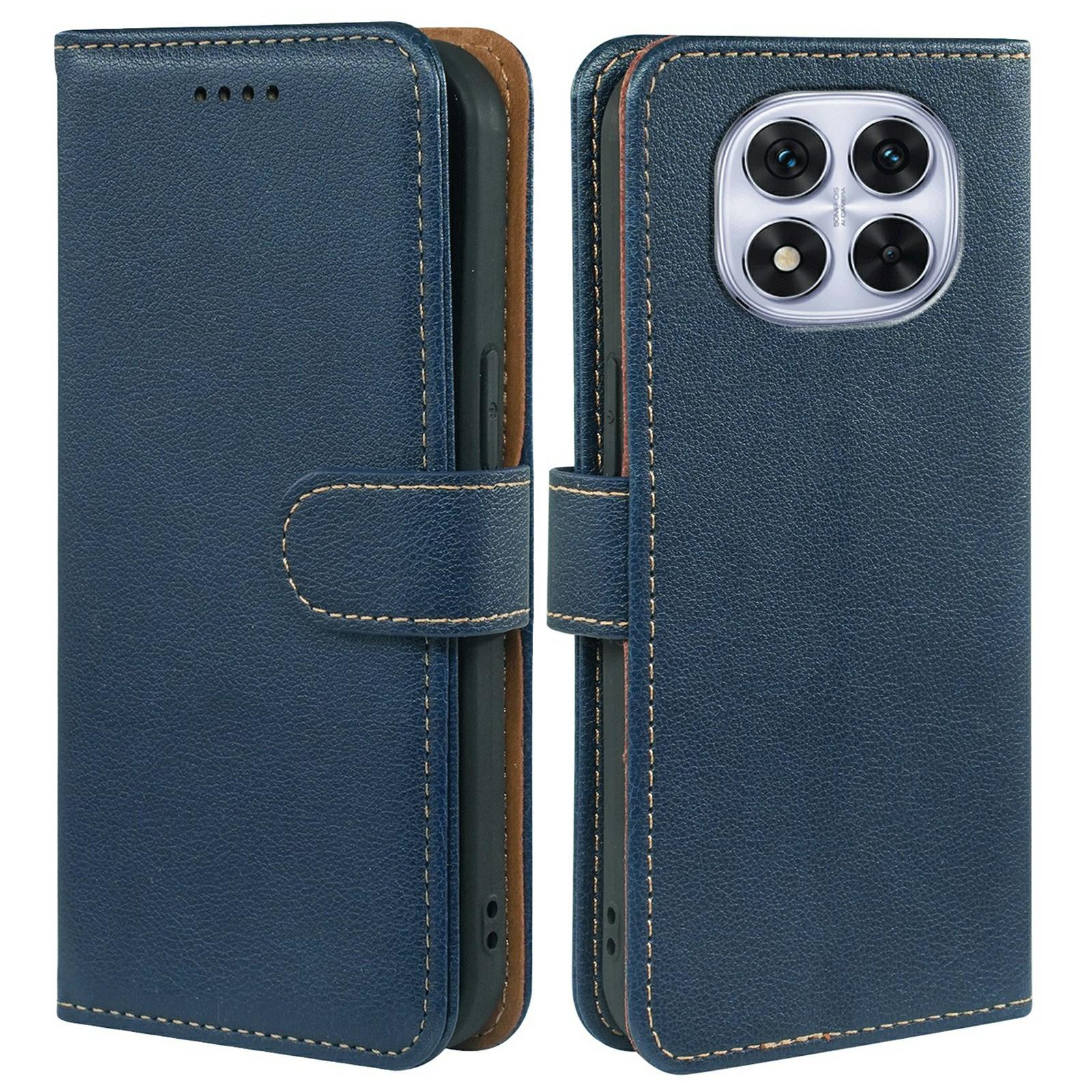 

For Xiaomi Redmi Note 14 Pro 5G/Poco X7 5G Case RFID Blocking Wallet Litchi Texture Leather Phone Cover Magnetic Clasp Blue