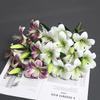 2pcs 3D Printed 9 Heads Lily Bouquet Flower Artificial Real Touch Hemerocallis Wedding Floral Decoration