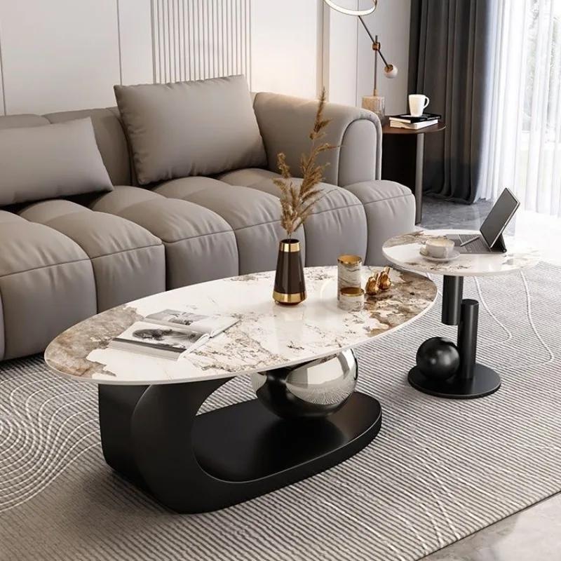 Italian Slate Coffee Tables Round Luxury Minimalism Living Room Coffee Tables Modern Simplicity Muebles Nordic Furniture
