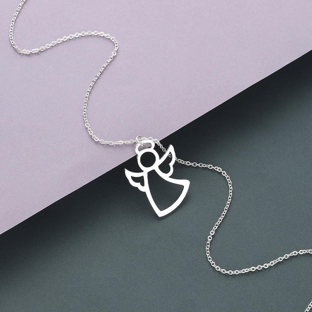 

Женская мода ожерелье с подвеской в виде ангела, минималистичные повседневные украшения One Size серебряный
