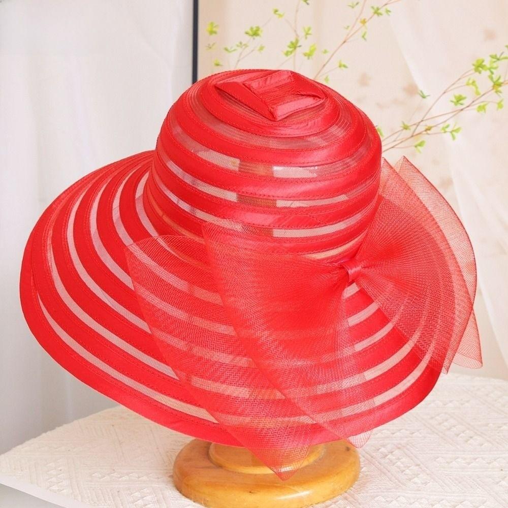 Ruffles Design Tea Party Cap Wide Brim Sun Hat Elegant Sunscreen Cap Dance Dinner