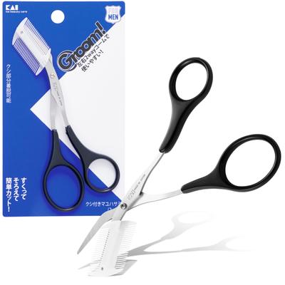 Kai Eyebrow Scissors with Cutting Tool for Men and Made In HC3025 Groom! Comb, Removable, Women, Japan,