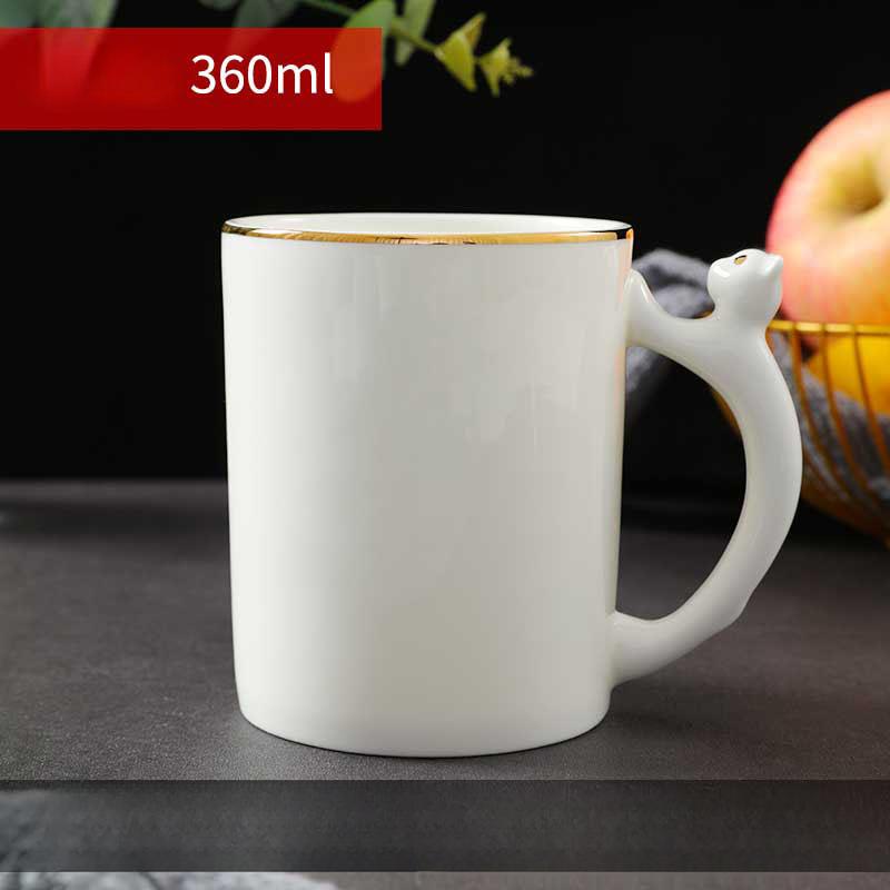 Bone China Coffee Mug with Gold Rim, 200-400ml Tea Cup with Handle White 1pc, for Espresso,Hot Cocoa,Cappuccino,Latte and Cold Drinks, Microwave Safe