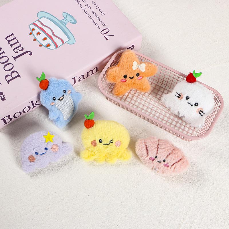 Cartoon Marine Animal Plush Brooch & Hair Clip Ornaments
