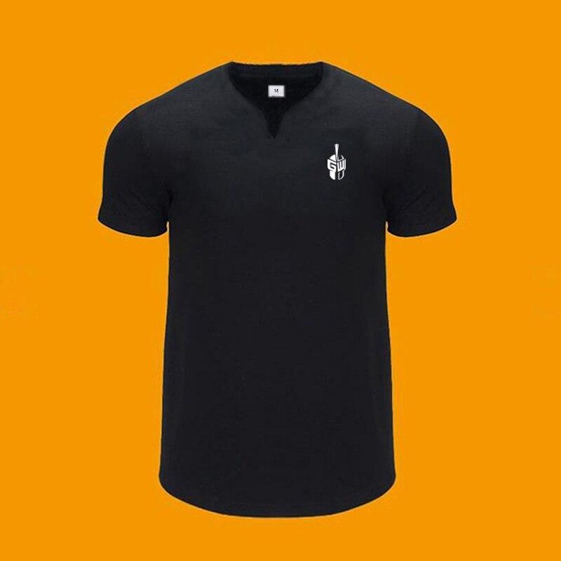Muscleguys New Sports V-neck Top Running Fitness Breathable Professional Training Short Sleeve T-shirt