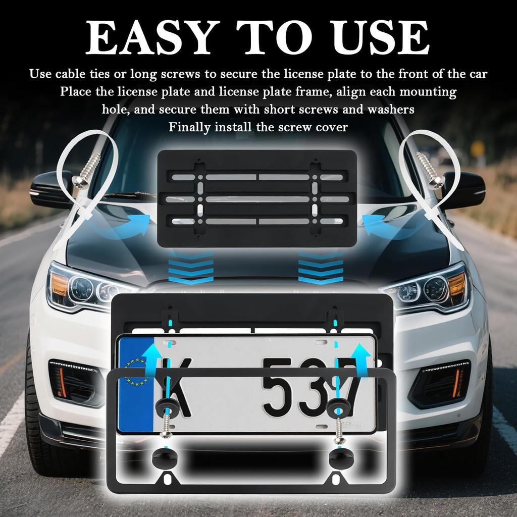Licence Plate Frame Holder,Practical No Drill Front License Plate Bracket For License Plates Fixing,Universal Front Licenses Plates Mount Car
