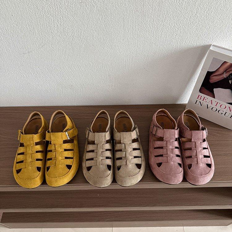 Soft Leather Version~ Baotou Retro Boken Shoes Women's Shoes Woven Pig Cage Shoes Sandals 2025 Spring New Casual Single Shoes