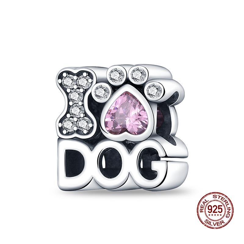 Charms Beads Copper Fits 3Mm Original Bracelet Womens Cute Dog Paw Print Bone Series Charms Beads Diy Jewelry Gifts New In