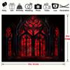 Flat 2D, 1 piece black and red retro gothic banner background fabric with stained glass window design - Halloween Party Decoration