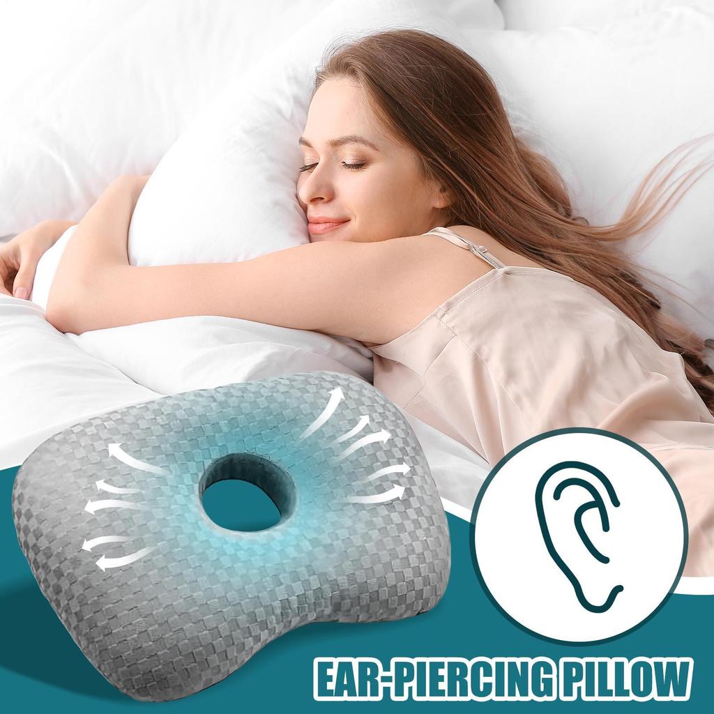 Ear Piercing Pillow for Side Sleepers non pressure ear pillow Ear Pain Ear Inflammation with Ear Hole Sleeping Pillow Ear Guard