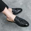 Men's Sandals Clogs Summer Flats Dress Shoes Black Sandals Casual Backless Gold Leather Shoes Large Size