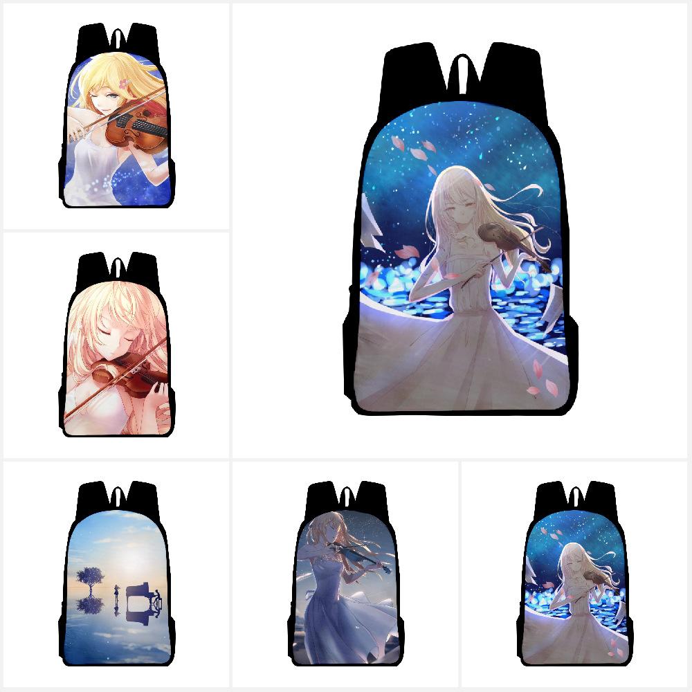 Classic Popular Your lie in April Notebook Backpacks pupil School Bags 3D Print Oxford Waterproof Boys/Girls Laptop Backpacks