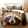 Raccoon Duvet Cover Set Cute Wild Animals Polyester Comforter Cover King Queen Size For Boy Girl Bedding Set With Pillowcase