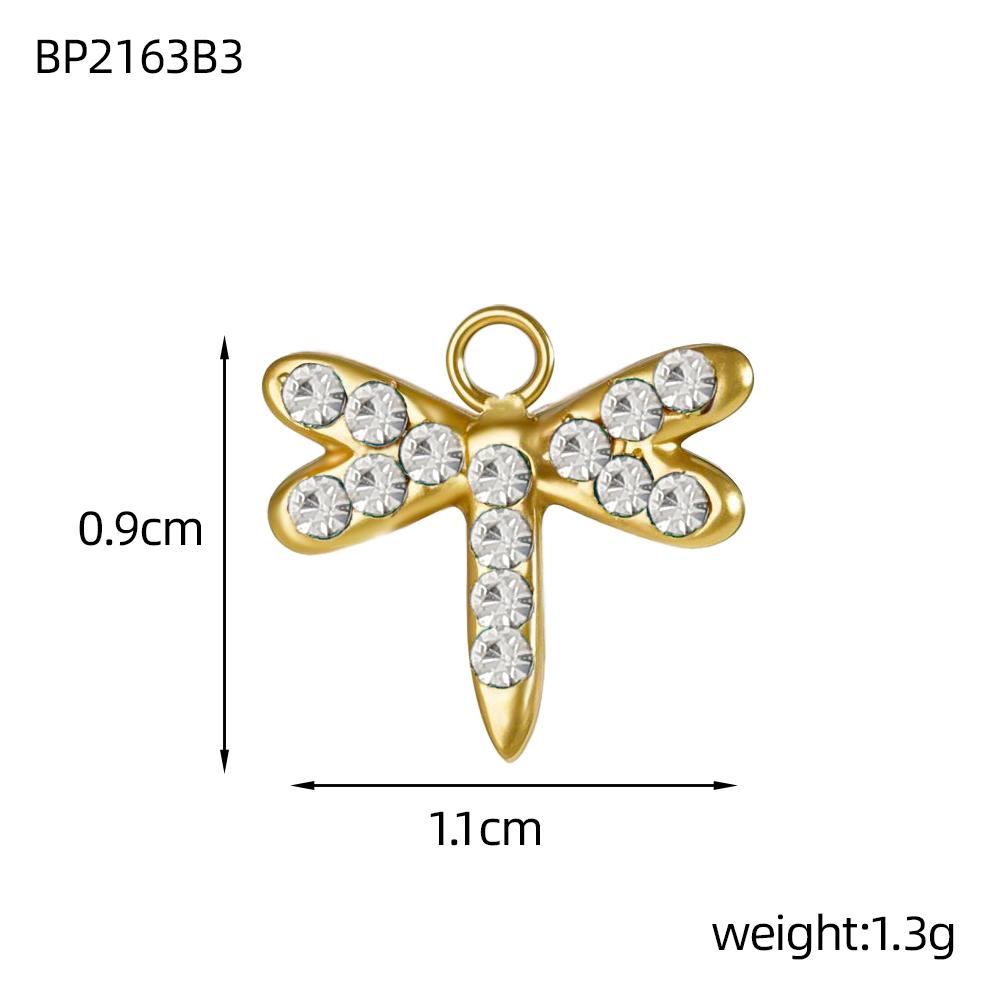 CARLIDANA Classic Stainless Steel Zircon White Shell Butterfly Charms Dragonfly Pendant for Children's Womens Jewelry Making