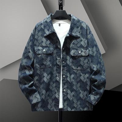 Men's Trendy Plaid Denim Jacket - Spring/Autumn Loose Casual Plus Size Top
