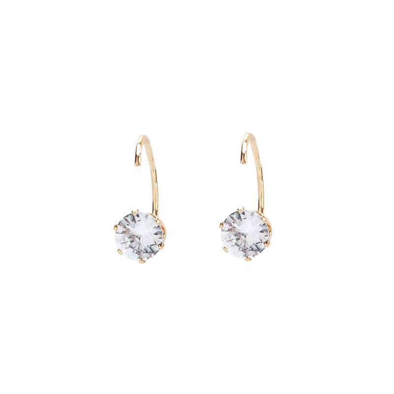 Niche design sense geometric C-type zircon earrings, French fashion personalized light luxury cold wind earrings
