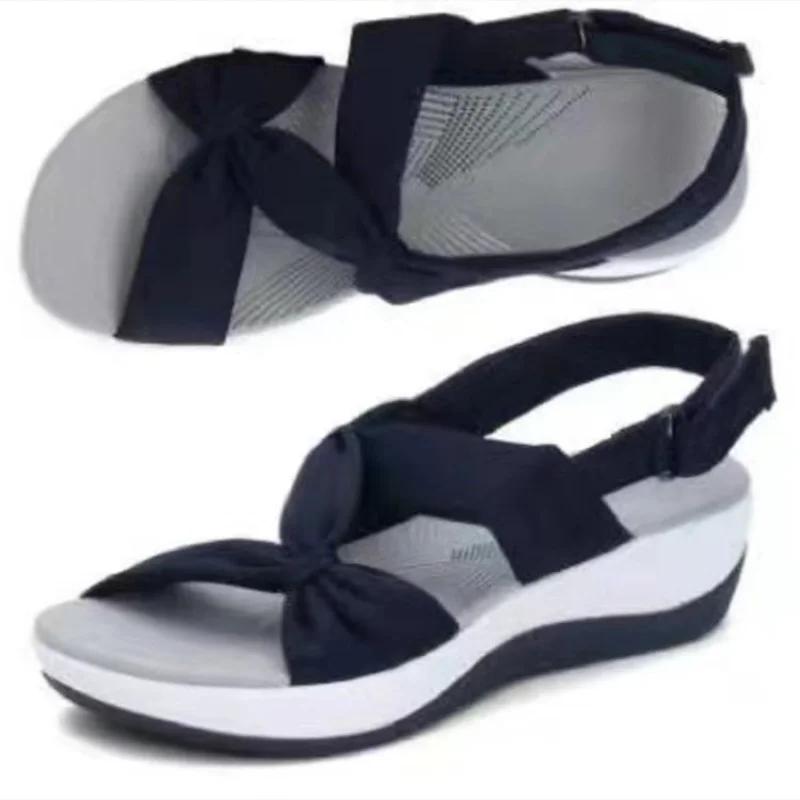 Women Sandals   Summer Closed Toe Roman Sandals Women Bow Platform Wedges Sandals Women  Sandals Plus Size 42