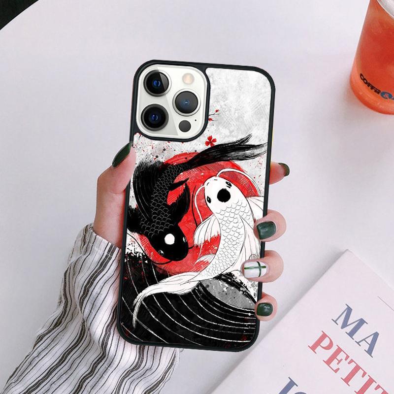 Koi Fish Yin Yang Art Phone Case For iPhone 17 Air 14 13 12 16Pro Max 15  Plus Cover Shell Max coque