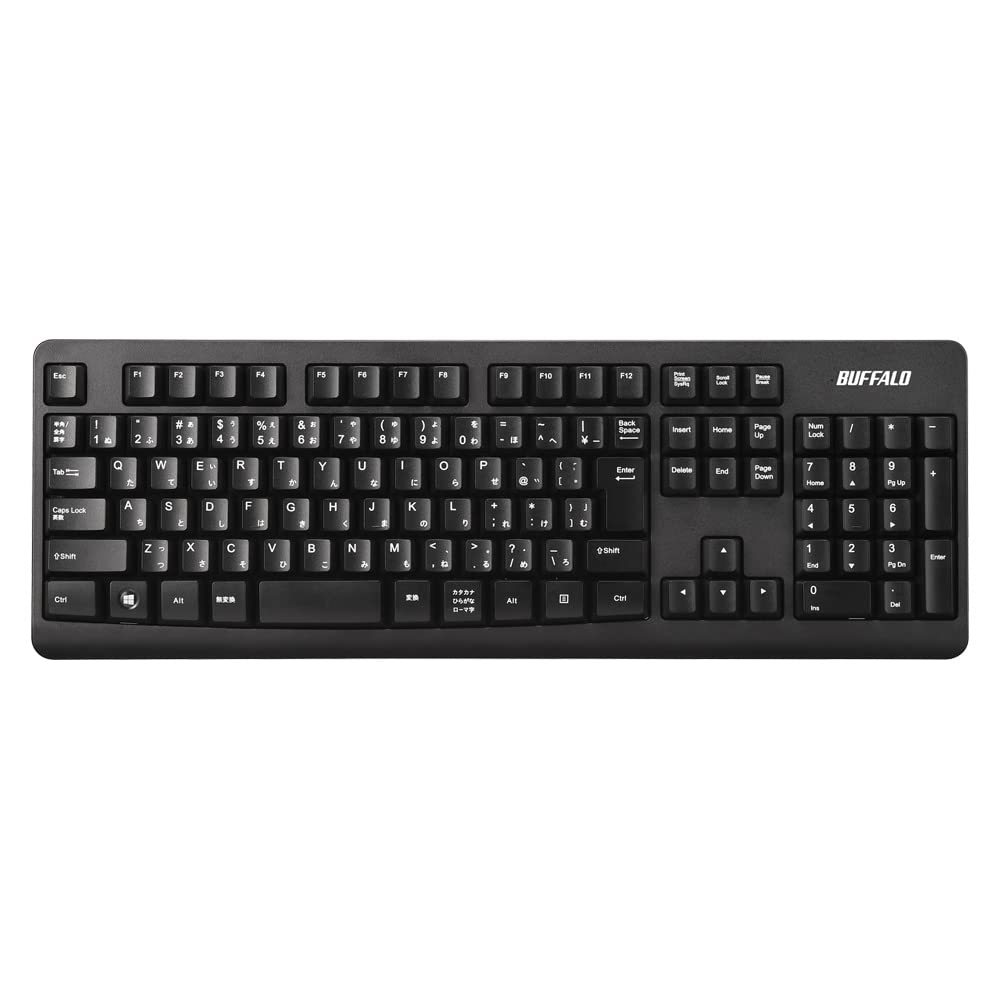 Buffalo Durable Wireless Full Keyboard Black BSKBW135BK Antibacterial/Highly 2.4GHz