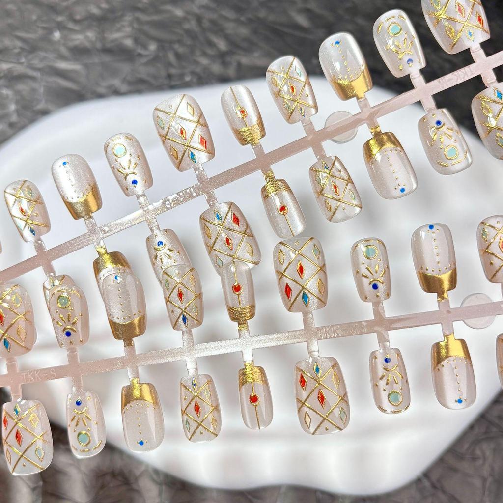 Baroque Enamel French Nail Art Patches: Retro, Luxury, Dopamine Colors