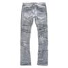 DRIPX New Stacked Jeans Men Patchworks Spliced Denim Ripped Wash Frayed Pants Male's Streetwear Men‘s Tassel Motorcycle Jeans
